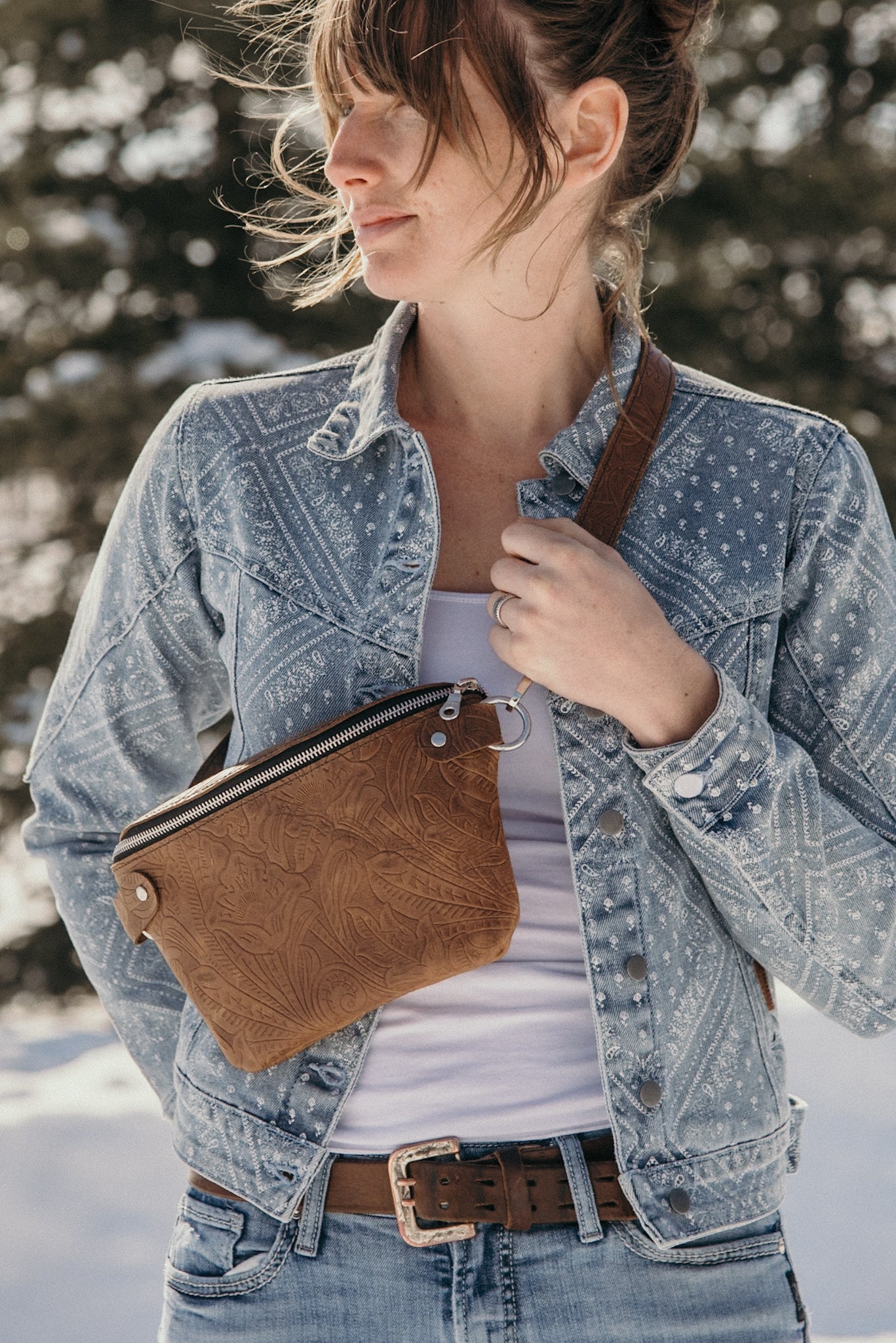 Floral Embossed Fanny Pack (Standard Size)
