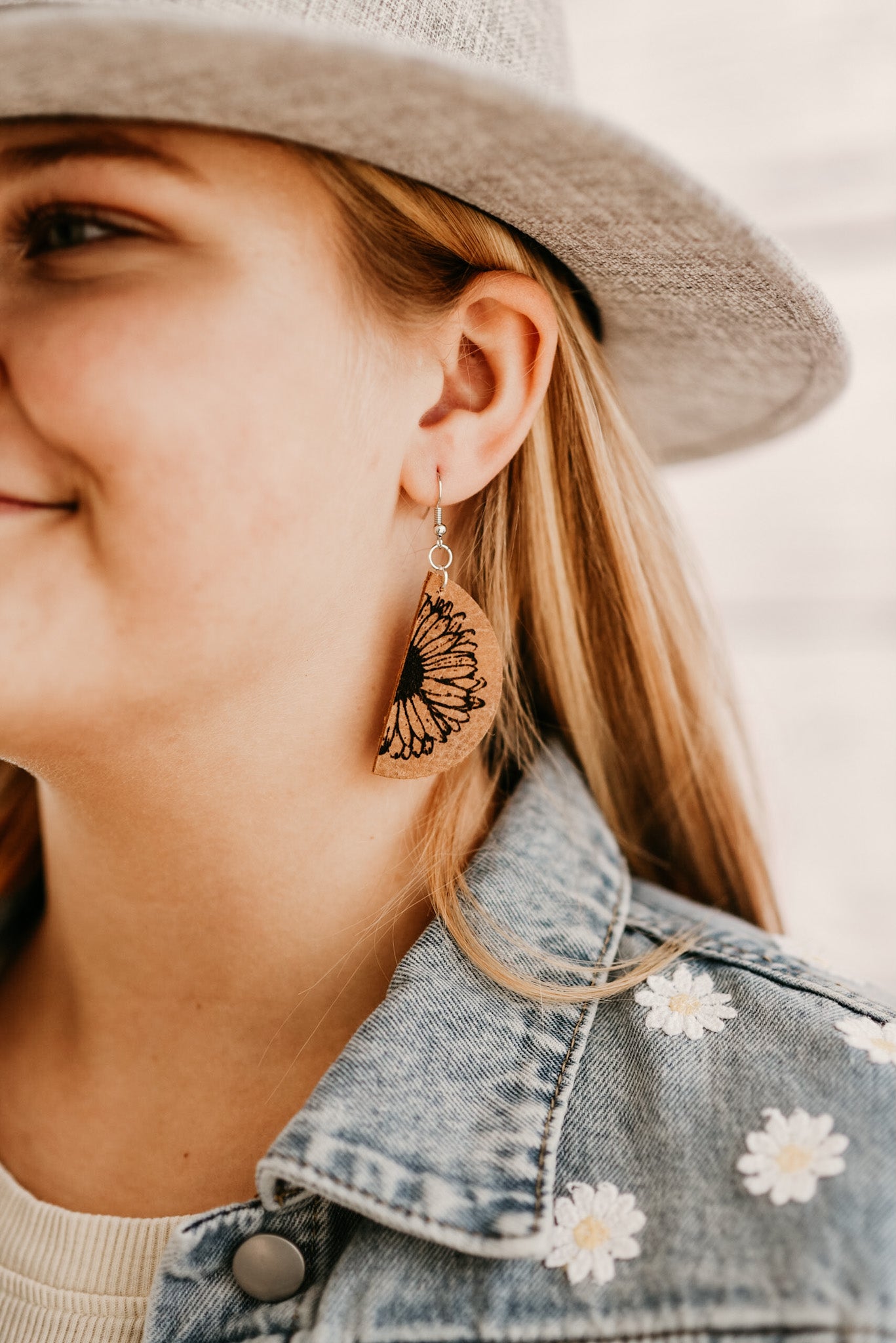 Daisy Half Moon Earrings