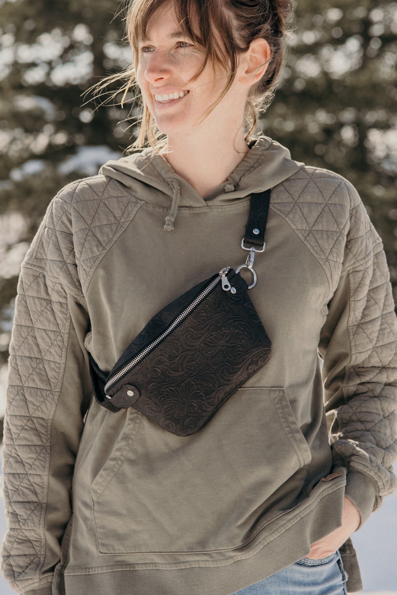 Floral Embossed Mini Fanny Pack