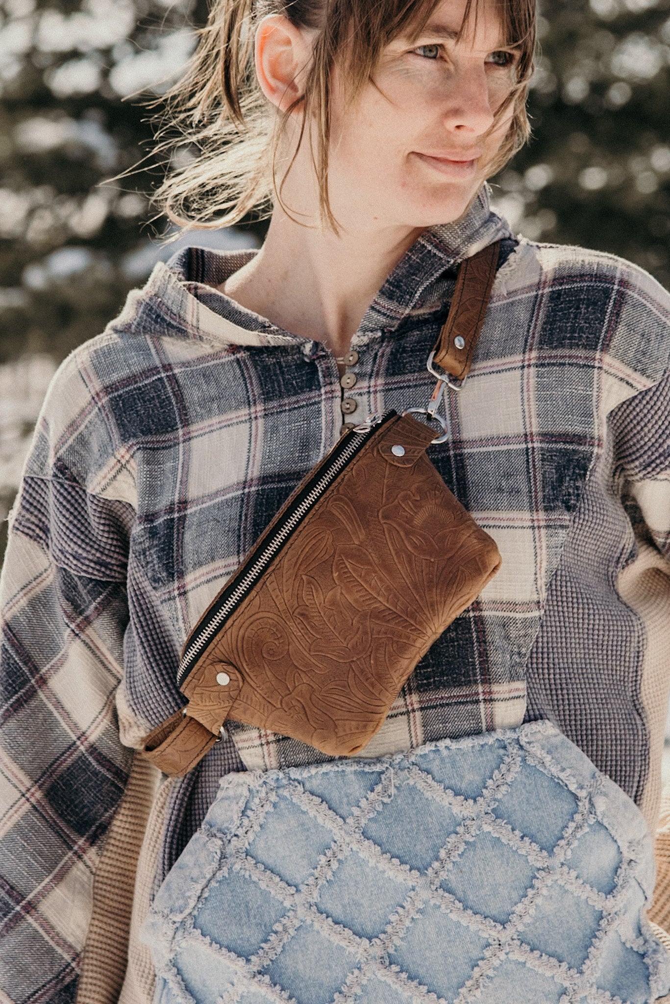 Floral Embossed Mini Fanny Pack