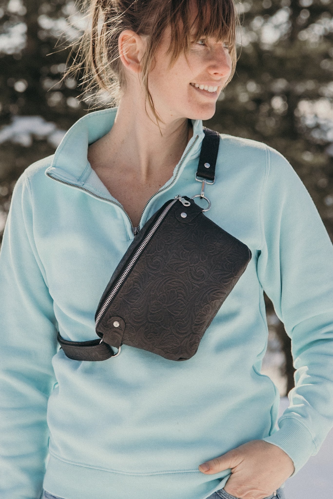 Floral Embossed Fanny Pack (Standard Size)