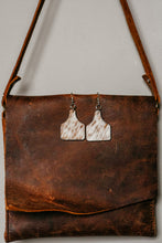 Load image into Gallery viewer, Cowhide Cow Tag Earrings
