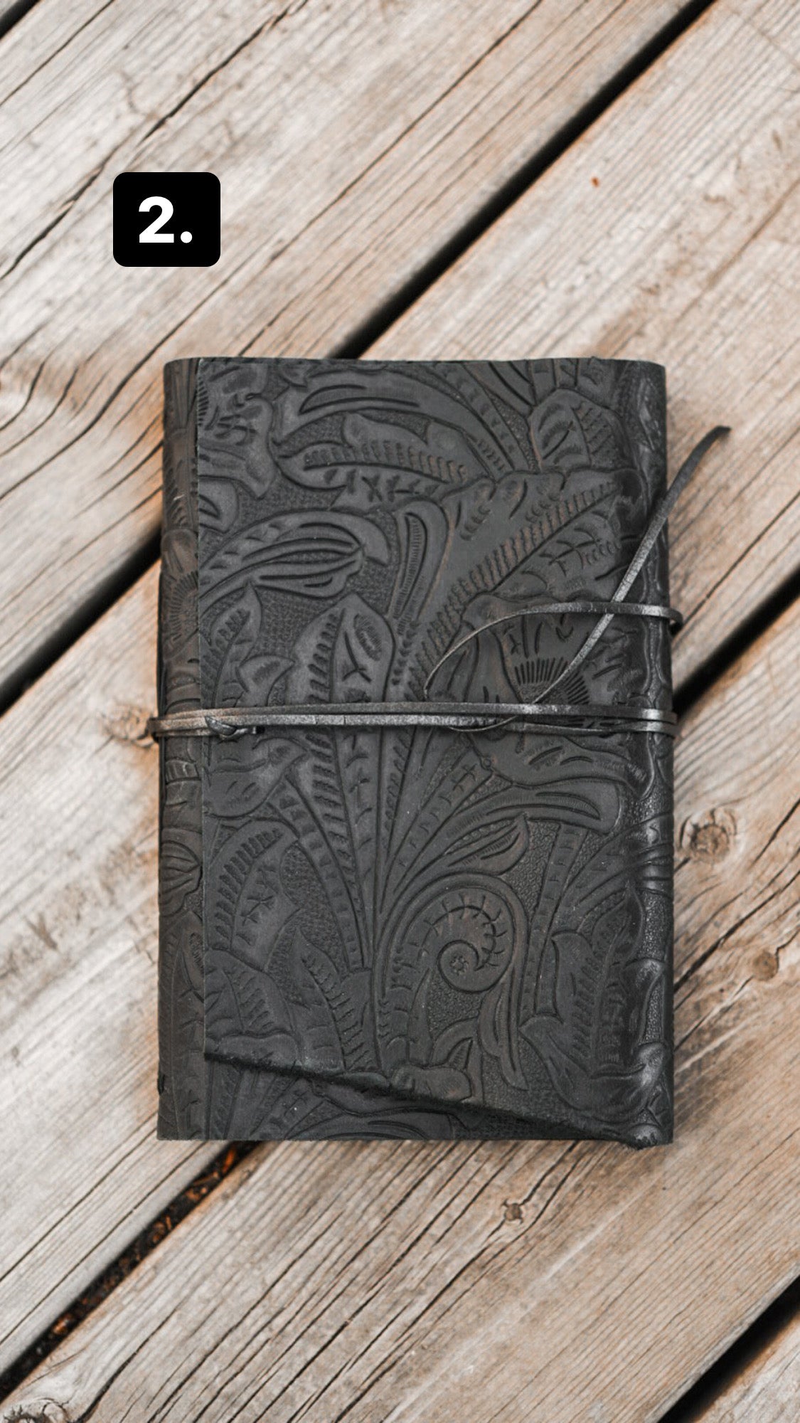 Black Embossed Leather Journal