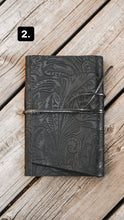 Load image into Gallery viewer, Black Embossed Leather Journal
