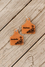 Load image into Gallery viewer, Custom Name Floral Cow Tag Keychain
