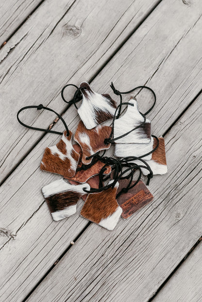 Cowhide Cow Tag Xmas Ornament