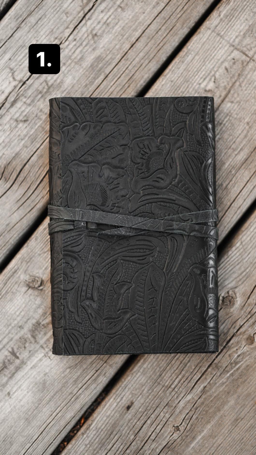 Black Embossed Leather Journal